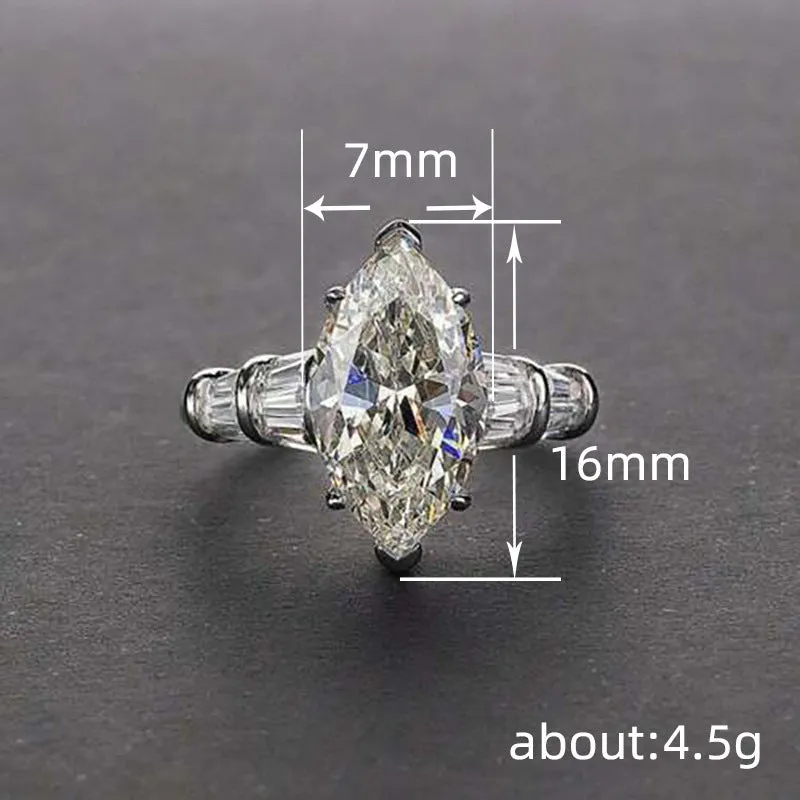 Women's copper inlaid marquise zircon ring with musical note design in Q670 White Gold colour