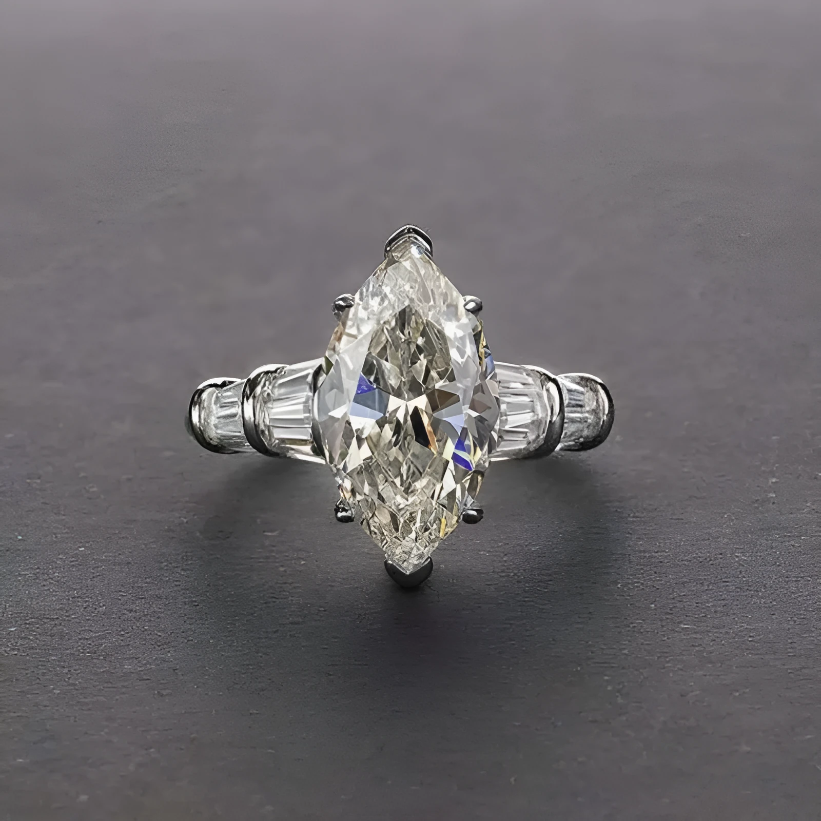 Women's copper inlaid marquise zircon ring with musical note design in Q670 White Gold colour