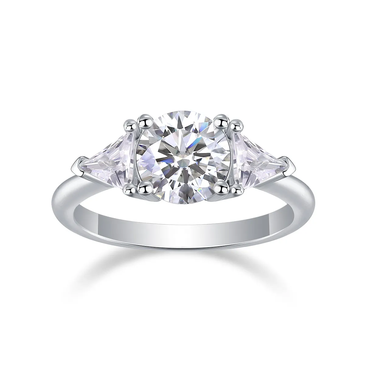 Ocean Diamond 2-carat moissanite wedding ring set in gold-plated S925 silver on a white background