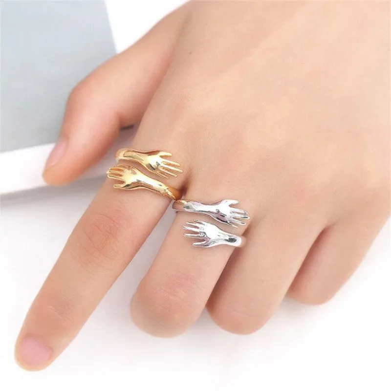Creative geometric adjustable ring in copper with silver plating
