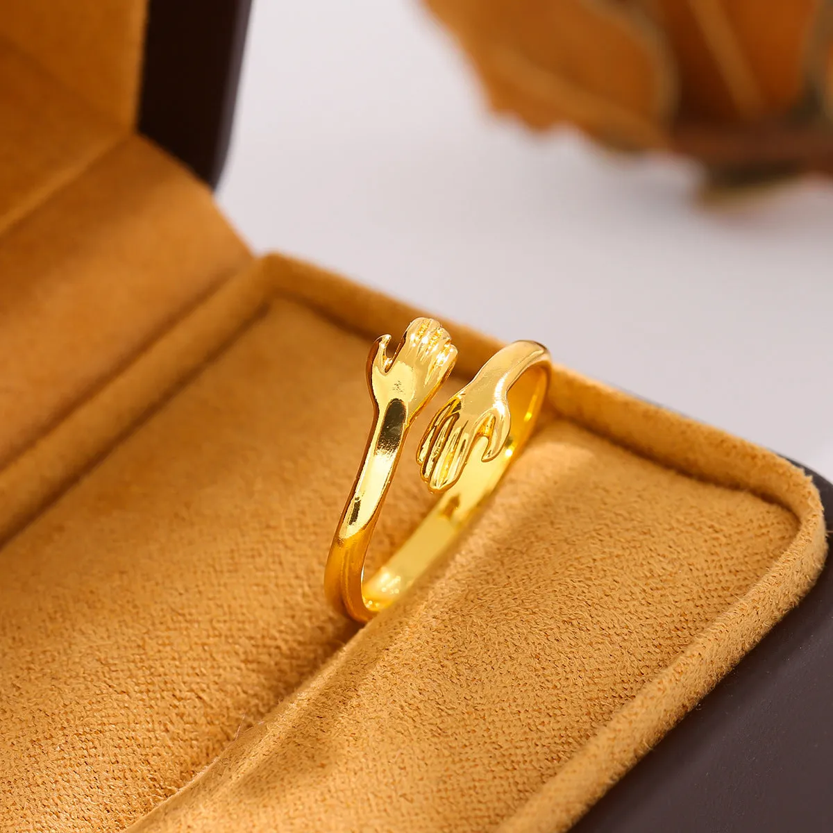 Creative geometric adjustable ring in copper with silver plating