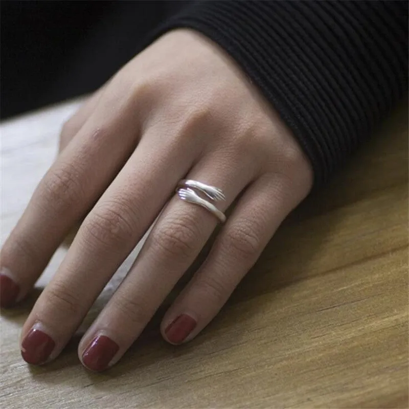 Creative geometric adjustable ring in copper with silver plating
