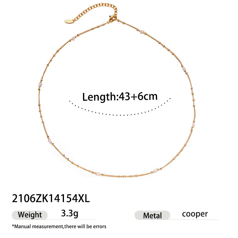 Natural pearl shell pendant necklace with adjustable copper chain on a neutral background