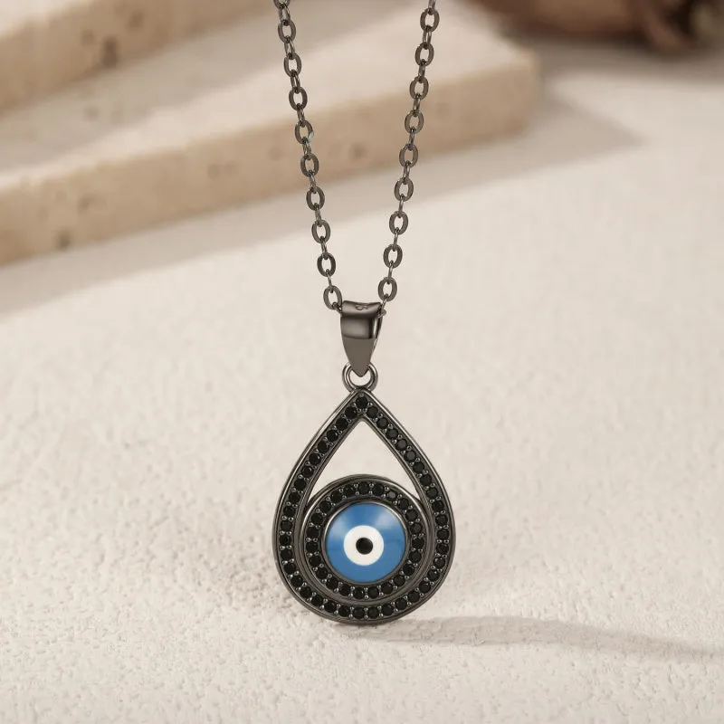 S925 sterling silver funny ghost big eye necklace women dark series clavicle chain silver tone