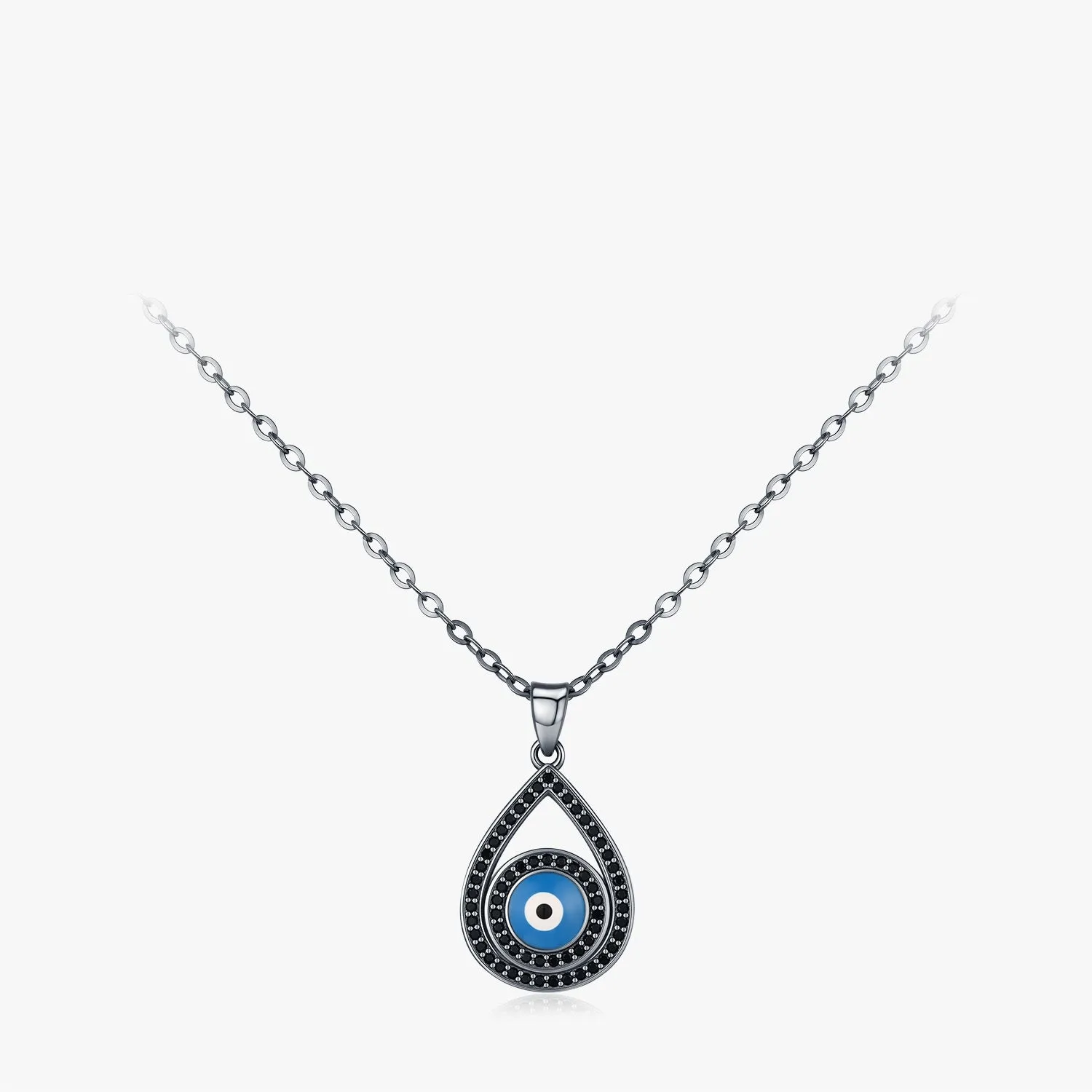 S925 sterling silver funny ghost big eye necklace women dark series clavicle chain silver tone
