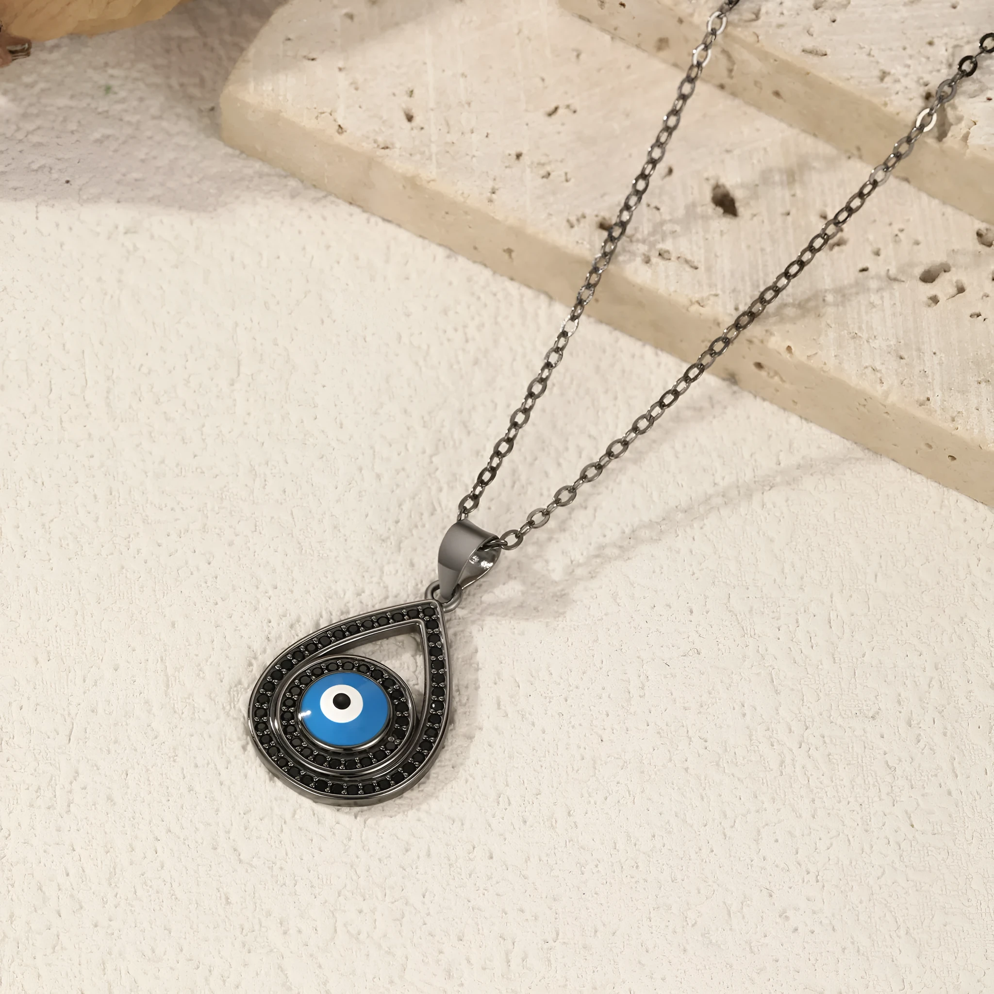 S925 sterling silver funny ghost big eye necklace women dark series clavicle chain silver tone