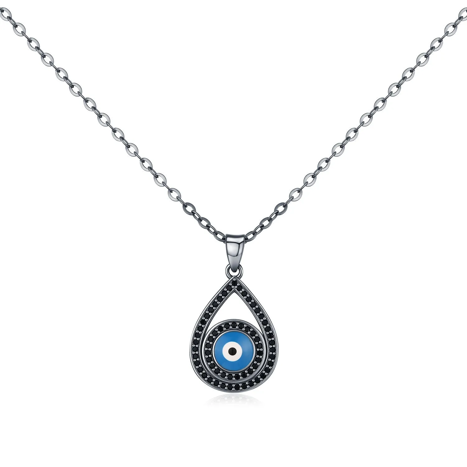 S925 sterling silver funny ghost big eye necklace women dark series clavicle chain silver tone