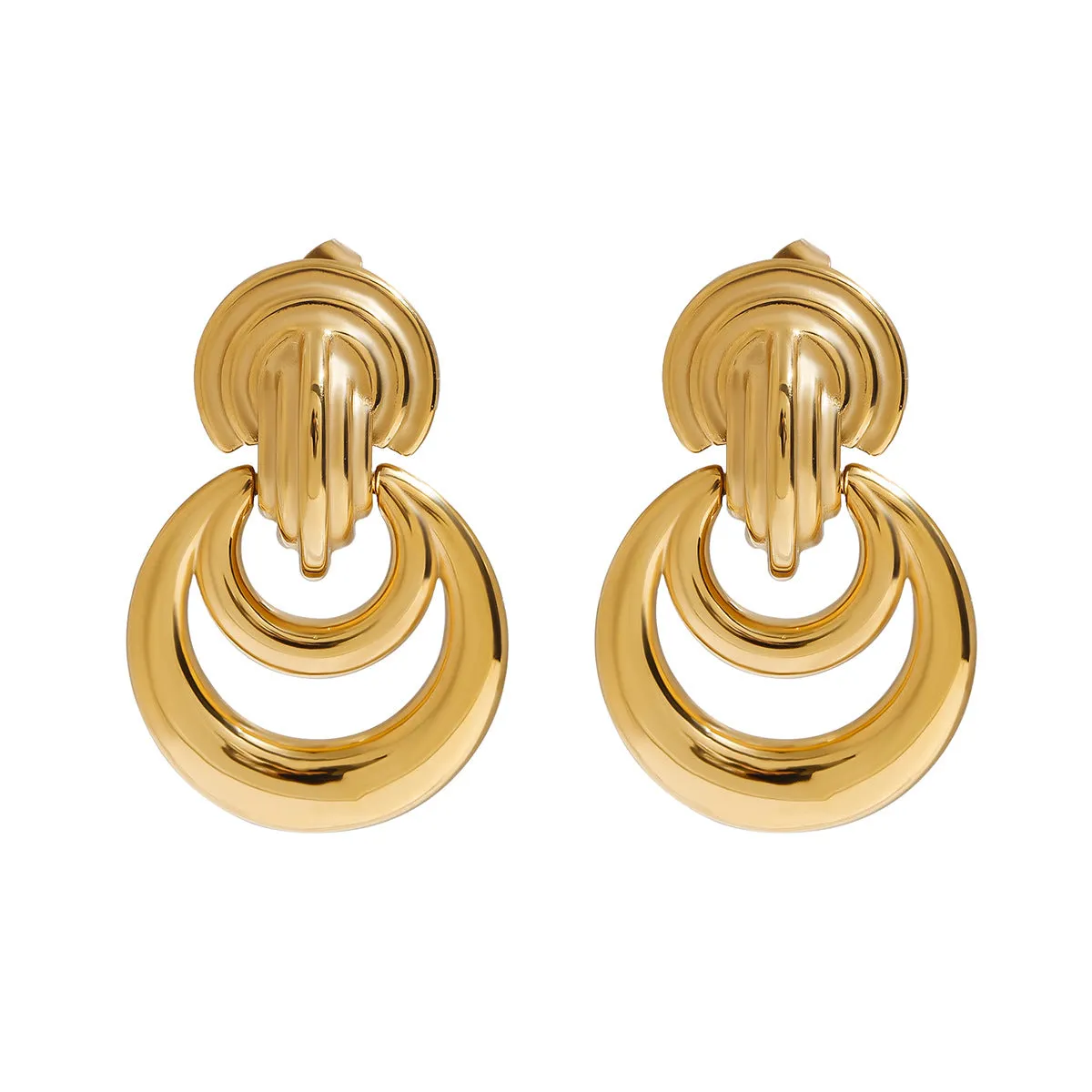 Pair of geometric stainless steel earrings with titanium steel ornament, colour JDE0102013