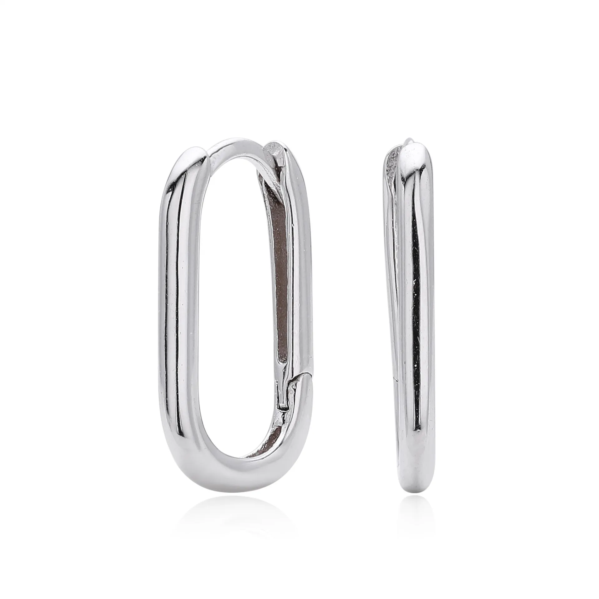 925 silver geometric earrings with gold plating oval quadrilateral shape on white background