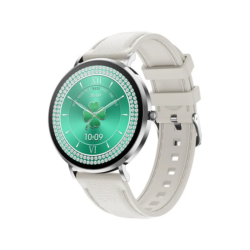 T8pro ultra-thin Bluetooth calling smartwatch for women in rose gold with silicone strap