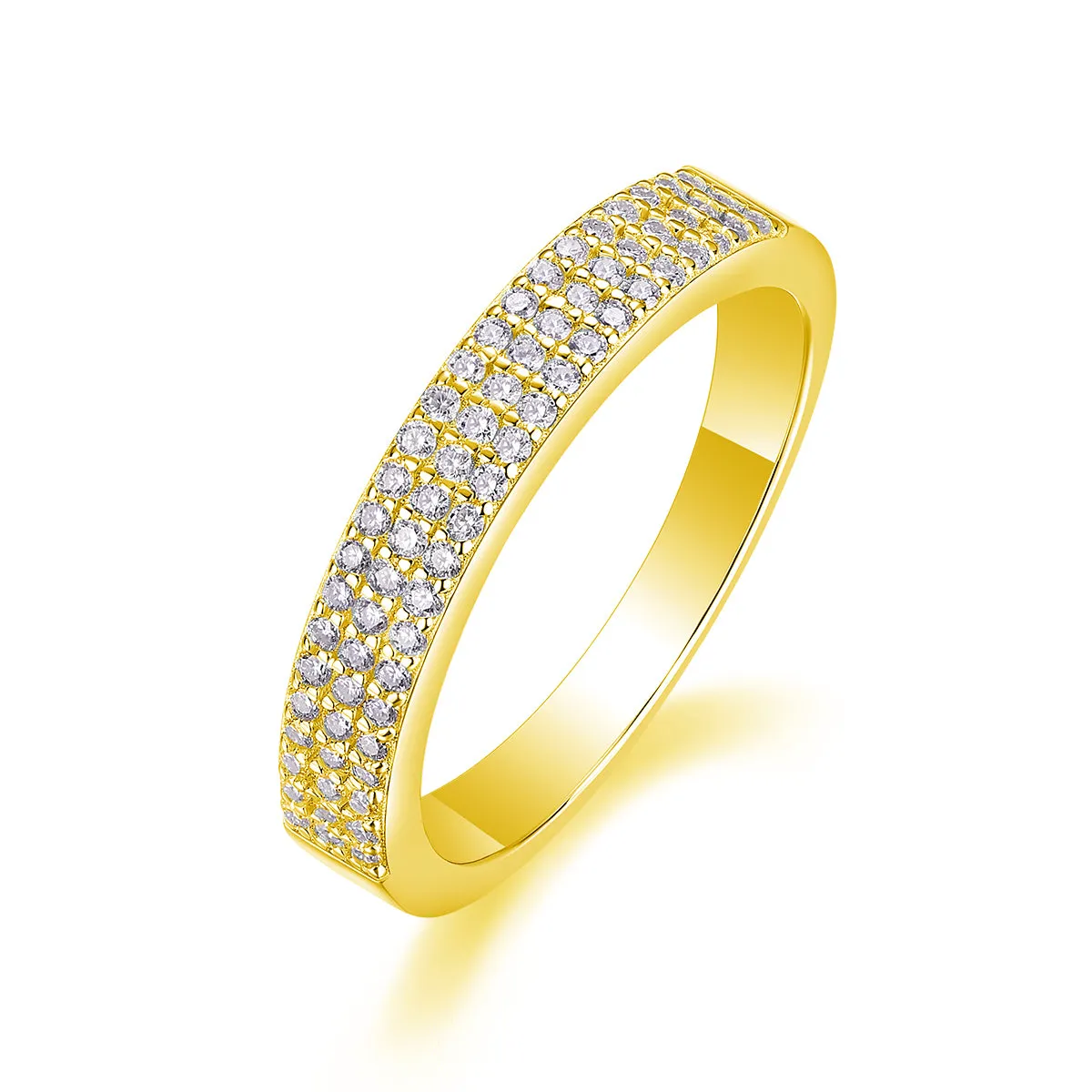Wedding ring set with moissanite stone in S925 silver platinum plating gift box