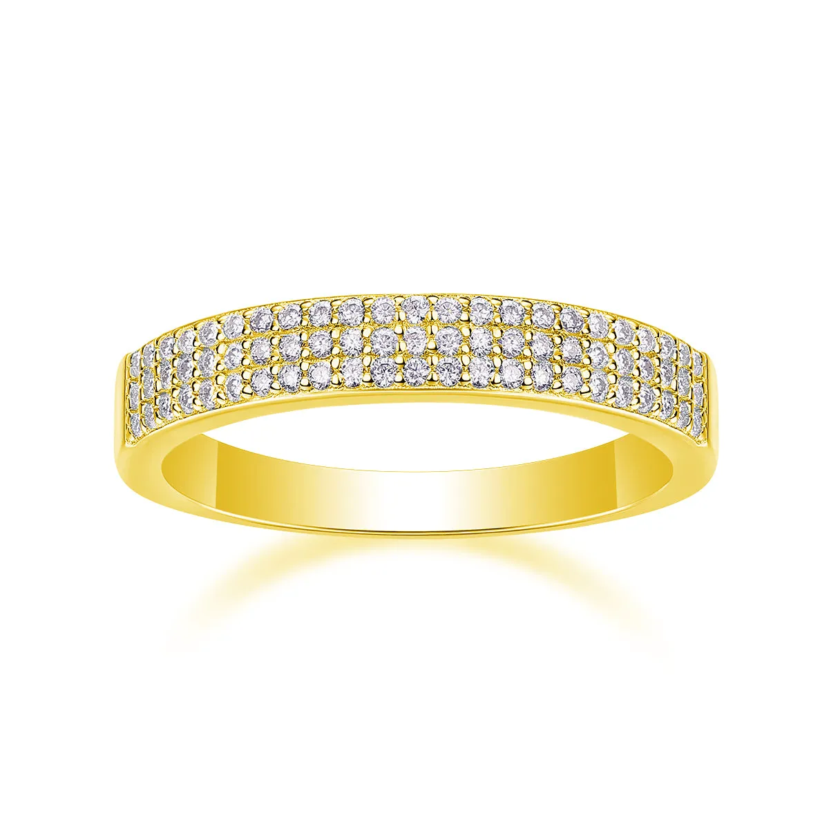 Wedding ring set with moissanite stone in S925 silver platinum plating gift box