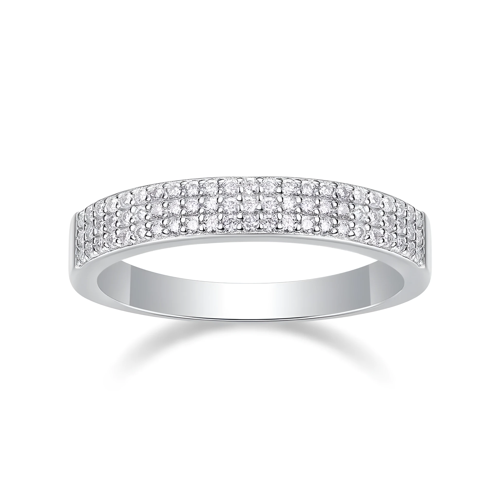 Wedding ring set with moissanite stone in S925 silver platinum plating gift box
