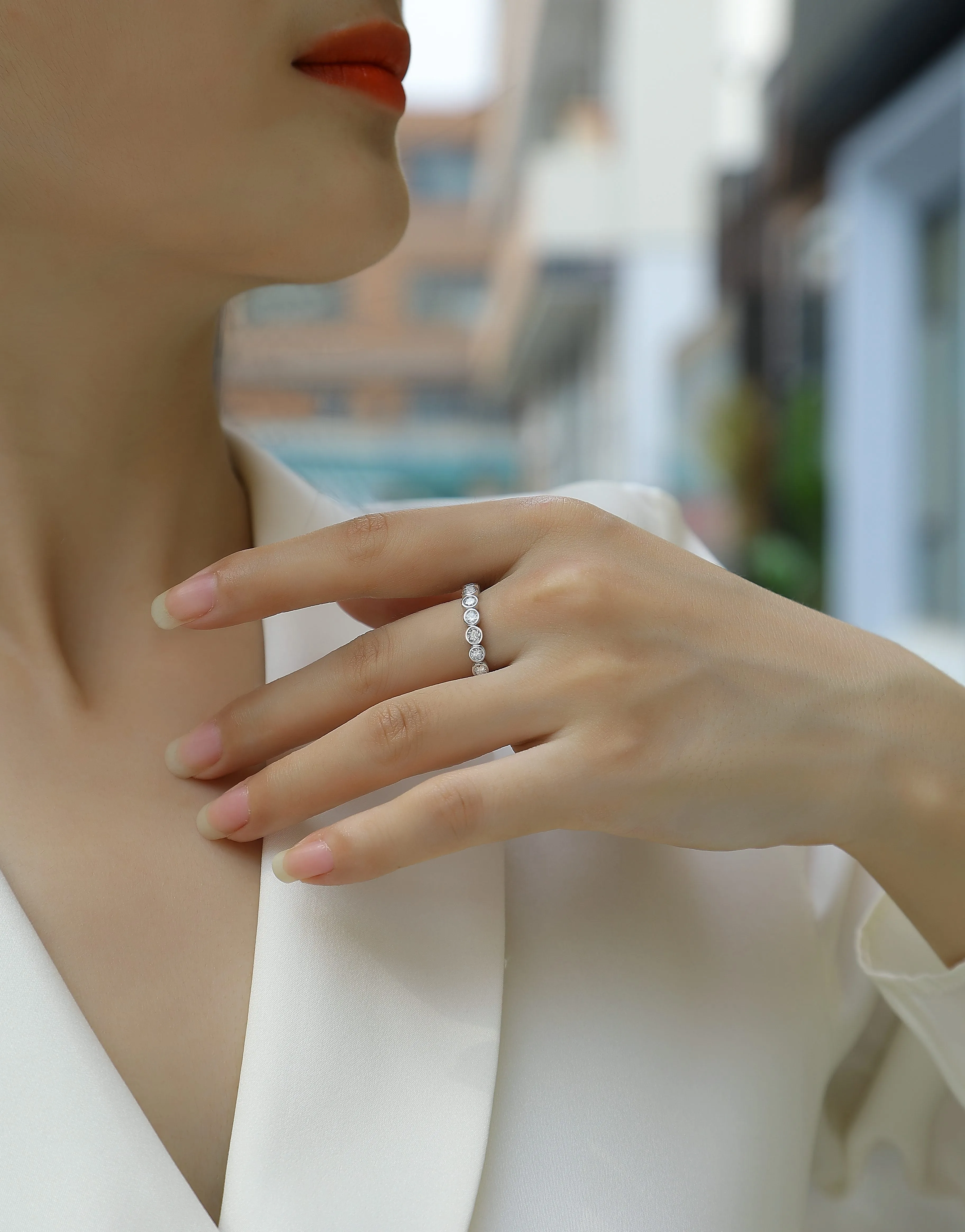 Moissanite wedding ring set in gold, platinum, and rose gold, S925 silver with platinum plating, sizes 5-9
