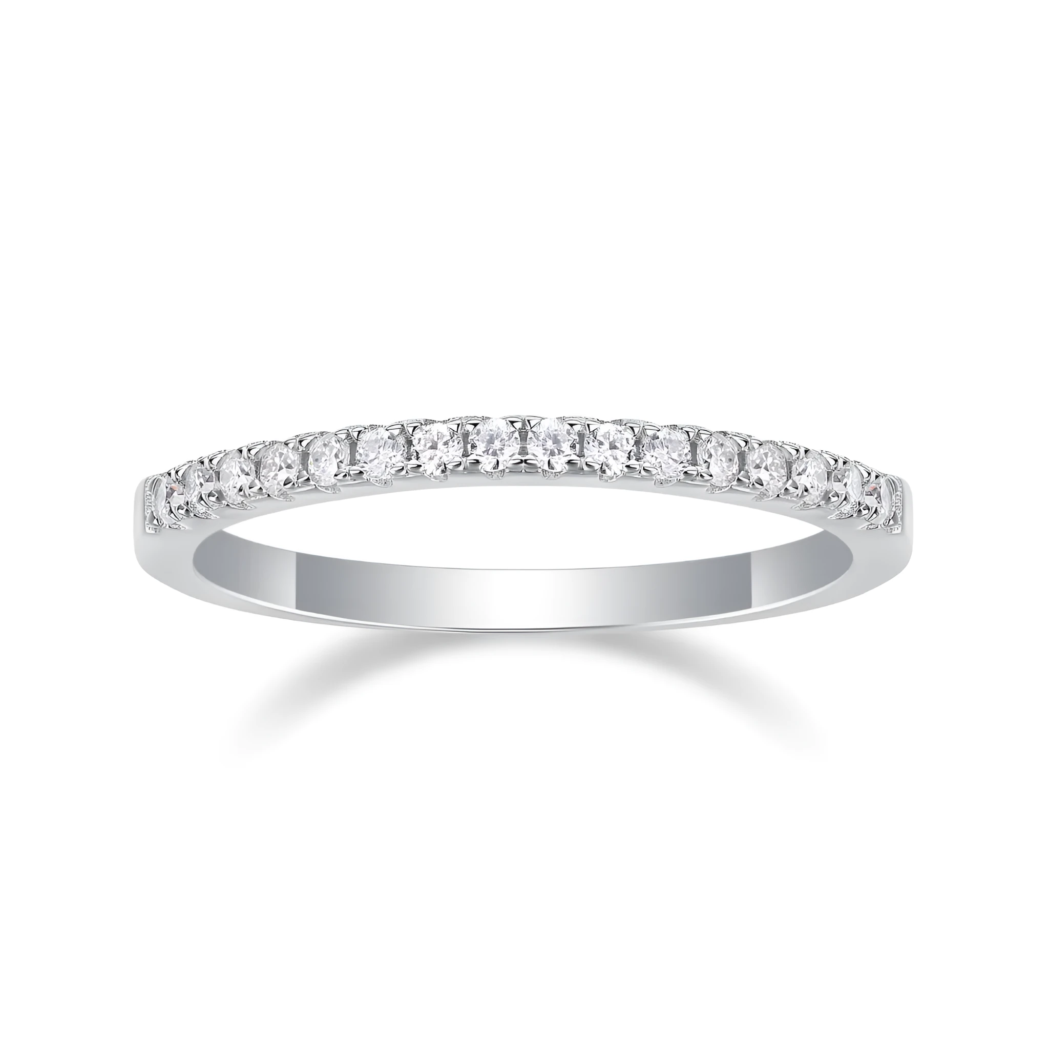Wedding ring set with moissanite stone in platinum-plated S925 silver, size 7, in gift box