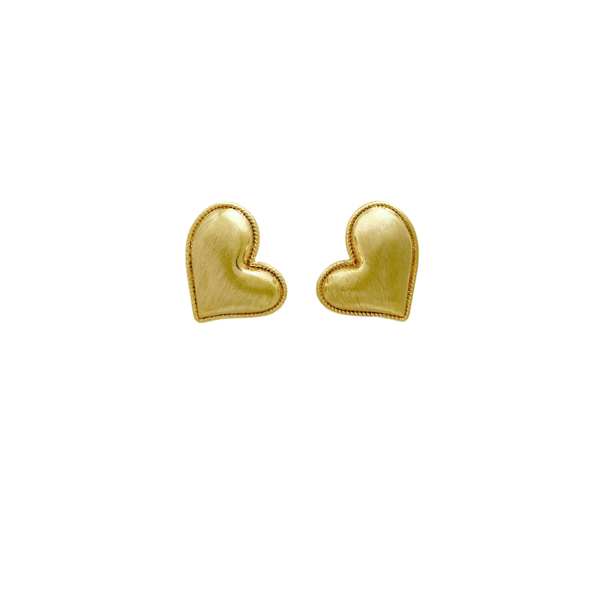 Copper heart earrings for women, ear clip option, love-heart motif, sporty jewellery