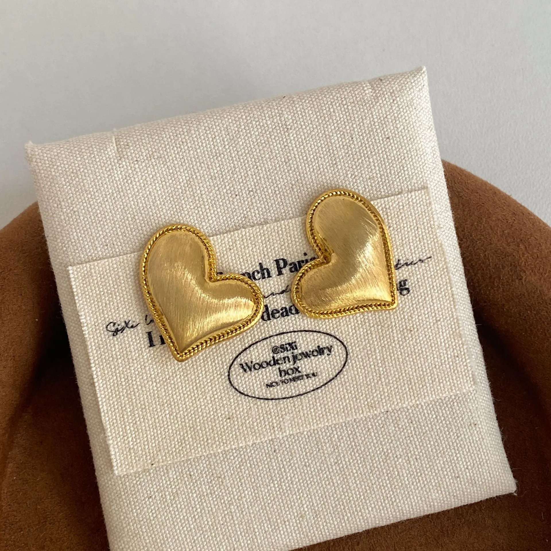 Copper heart earrings for women, ear clip option, love-heart motif, sporty jewellery