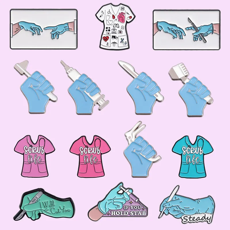 Alloy baking varnish brooch pin with cartoon character design on white background