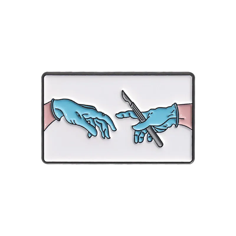 Alloy baking varnish brooch pin with cartoon character design on white background
