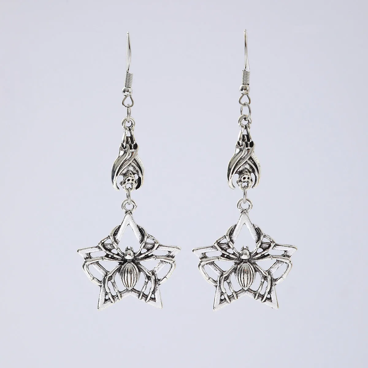 Alloy flower-shaped animal Halloween earrings for women, gothic personality style, colour options AQ-6008 and AQ-6009
