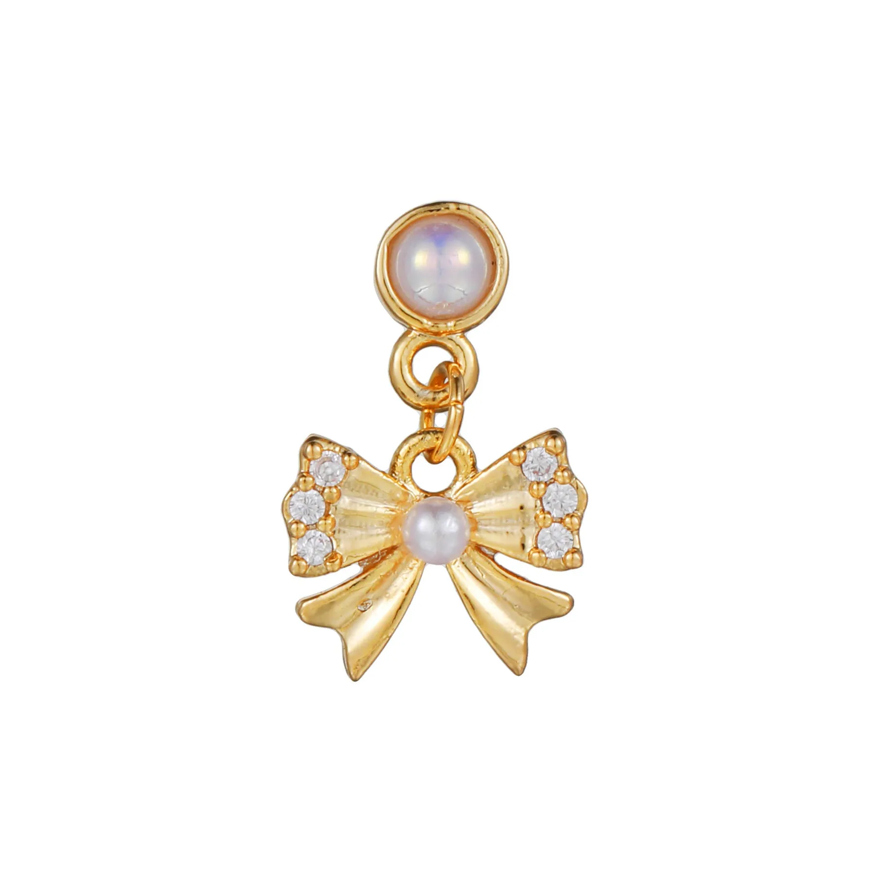 Korean-style tassel flower screw ball ear cartilage piercing stud in brass with gold finish, showing floral shape and petal details