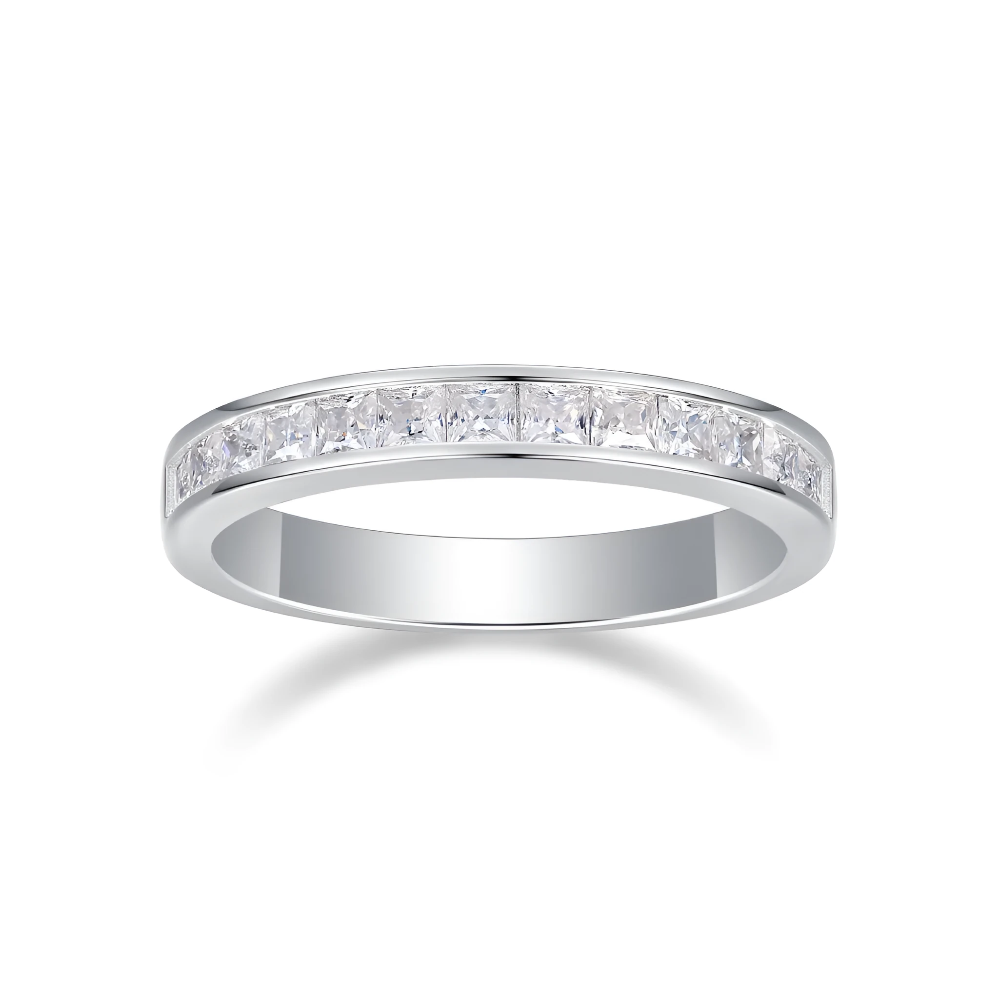 Wedding ring set with moissanite stone S925 silver platinum plating gift box sizes 5-9