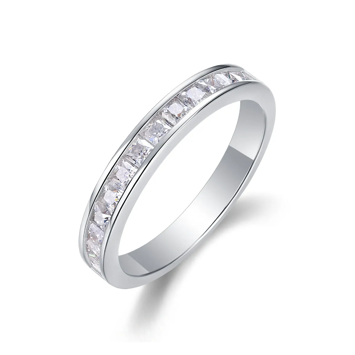 Wedding ring set with moissanite stone S925 silver platinum plating gift box sizes 5-9