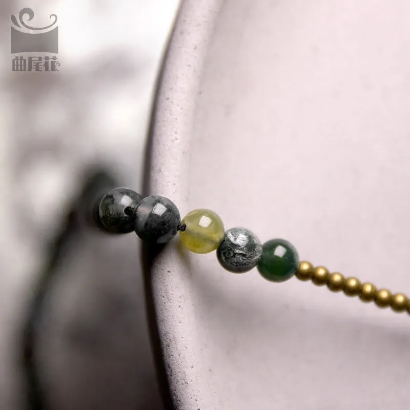Multi-layered national style bracelet for children with natural crystal and semi-precious stones