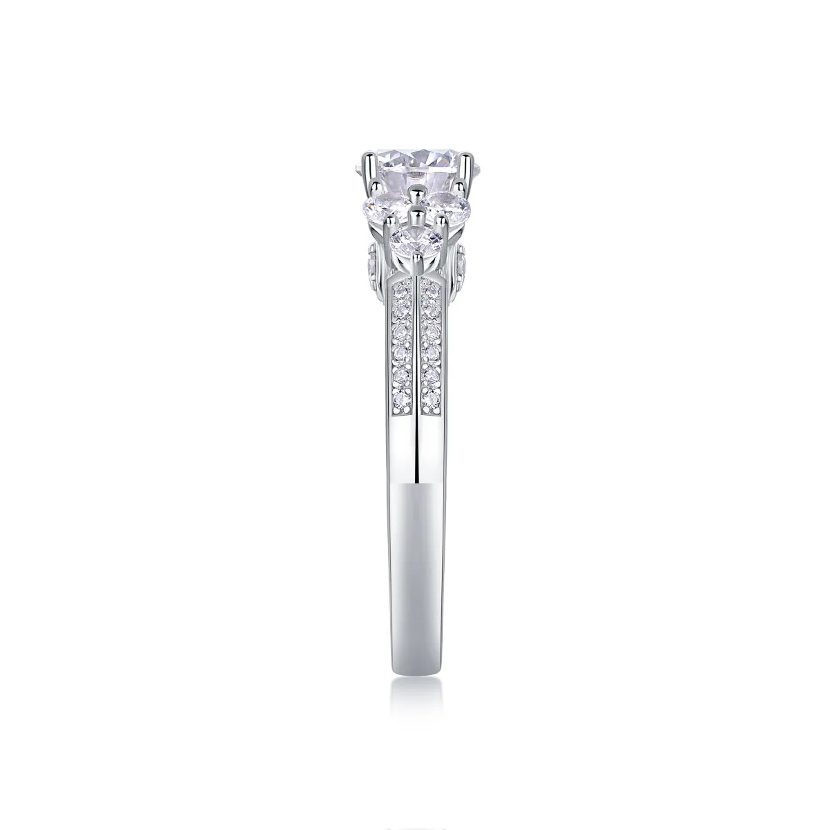 Coral Dream wedding ring set with 1 carat moissanite in S925 silver with platinum plating