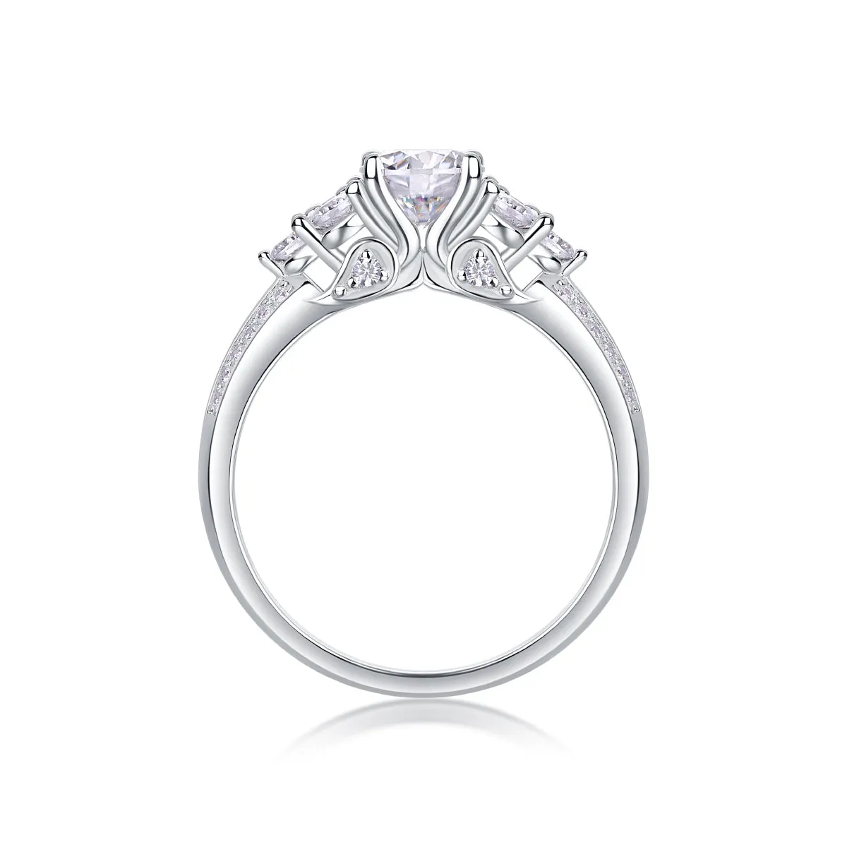 Coral Dream wedding ring set with 1 carat moissanite in S925 silver with platinum plating