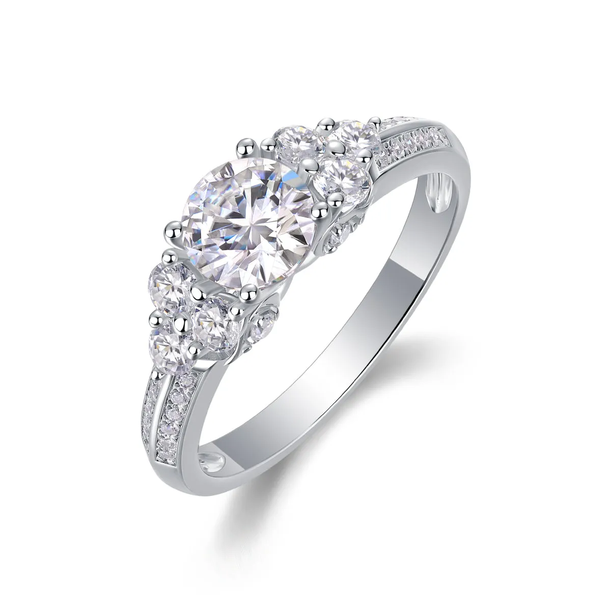 Coral Dream wedding ring set with 1 carat moissanite in S925 silver with platinum plating