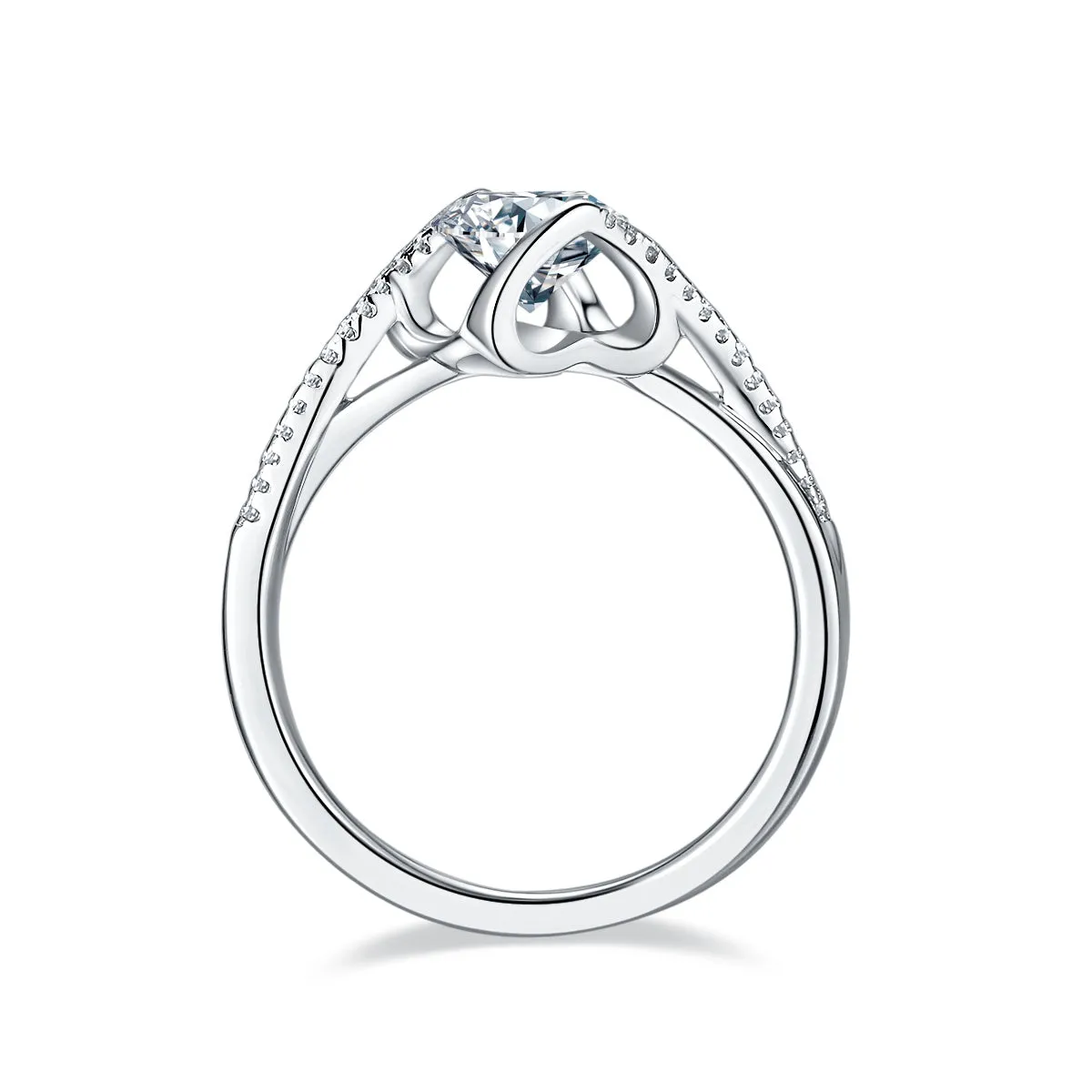 1-carat moissanite wedding ring set on S925 silver with platinum plating, gift box included