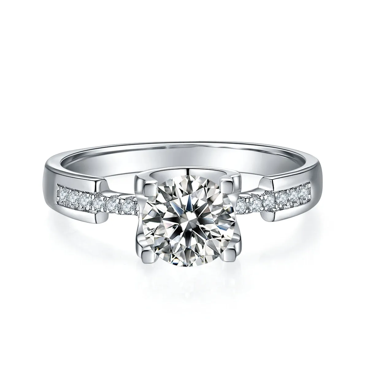 1-carat moissanite wedding ring set S925 silver platinum plated with diamond pen inspection