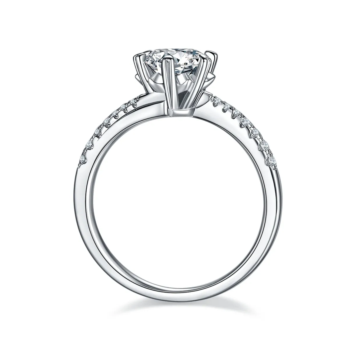 Snowflake Dance 1-carat moissanite wedding ring set on S925 silver with platinum plating and gift box