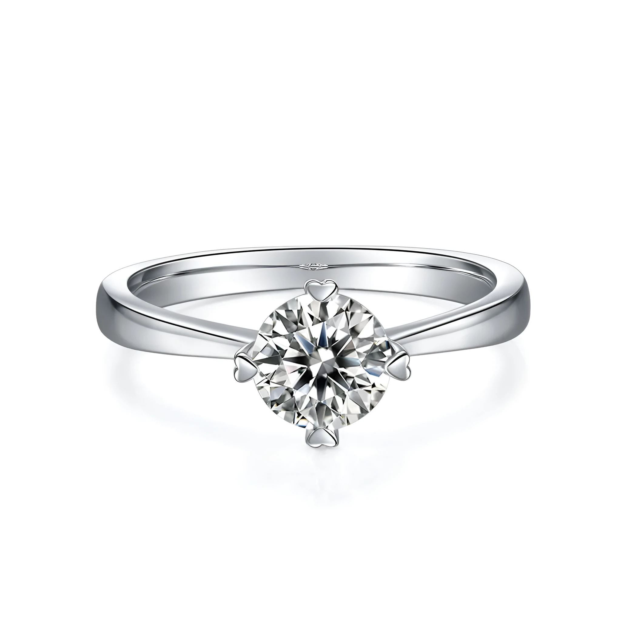 1-carat moissanite wedding ring set in S925 silver with platinum plate, gift box packaging, ring sizes 5-9