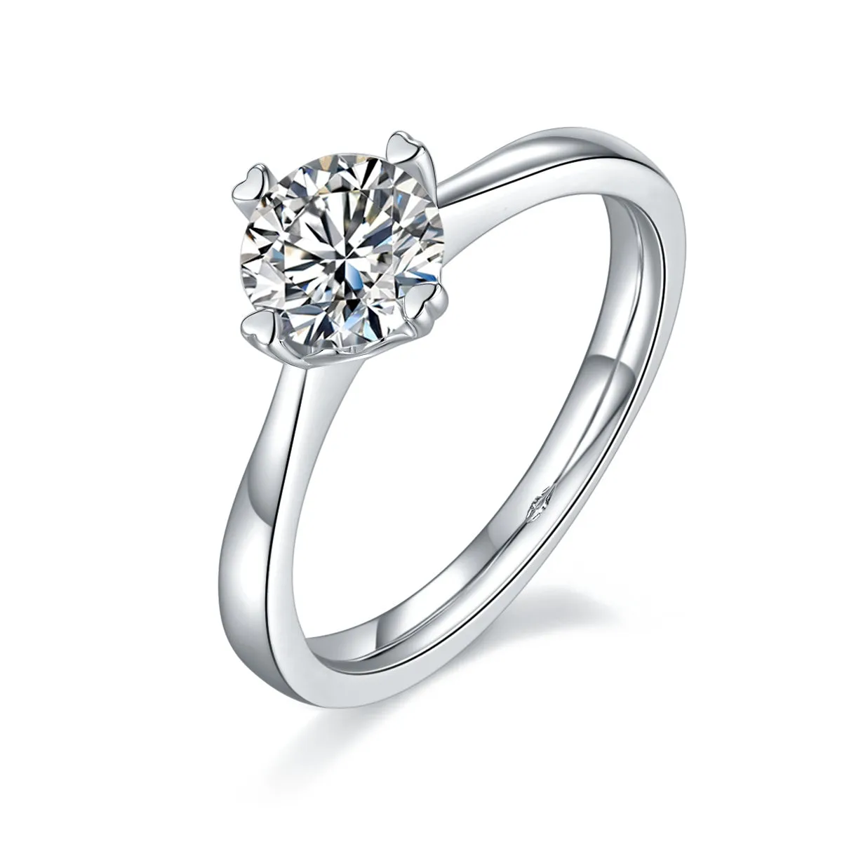 1-carat moissanite wedding ring set in S925 silver with platinum plate, gift box packaging, ring sizes 5-9