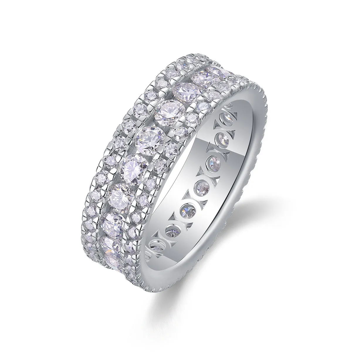 Moissanite wedding ring with S925 silver platinum plating, less than 0.1 carat, in sizes 5-9