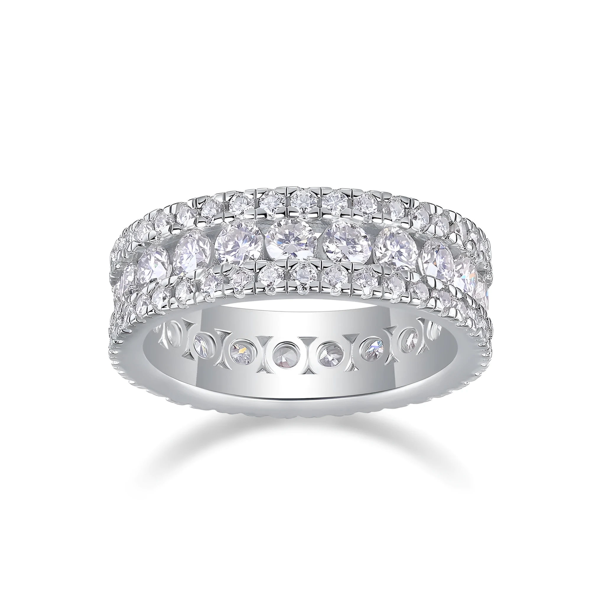 Moissanite wedding ring with S925 silver platinum plating, less than 0.1 carat, in sizes 5-9