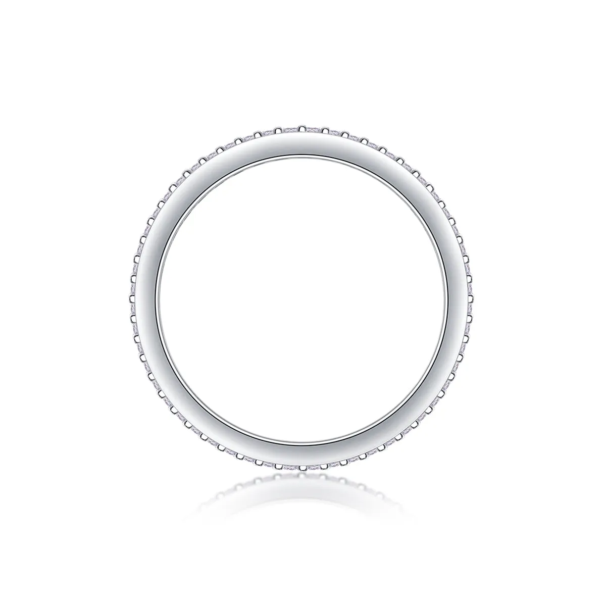 Moissanite wedding ring set in S925 silver with platinum plating, yellow gold colour, on white background
