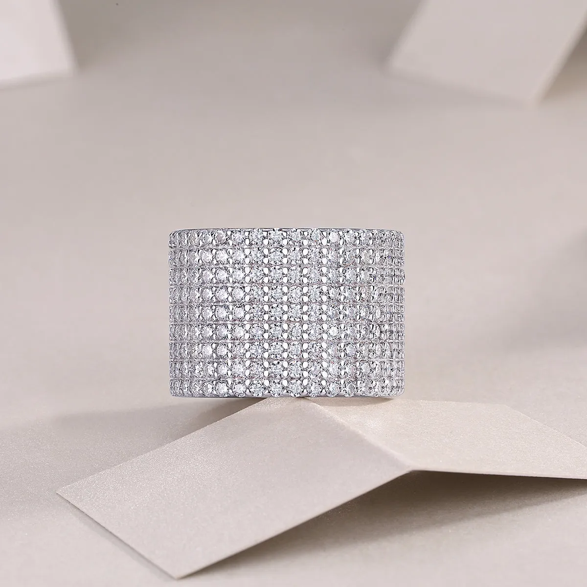 Moissanite wedding ring set with S925 silver and platinum plating, stone under 0.1 carat, gift box