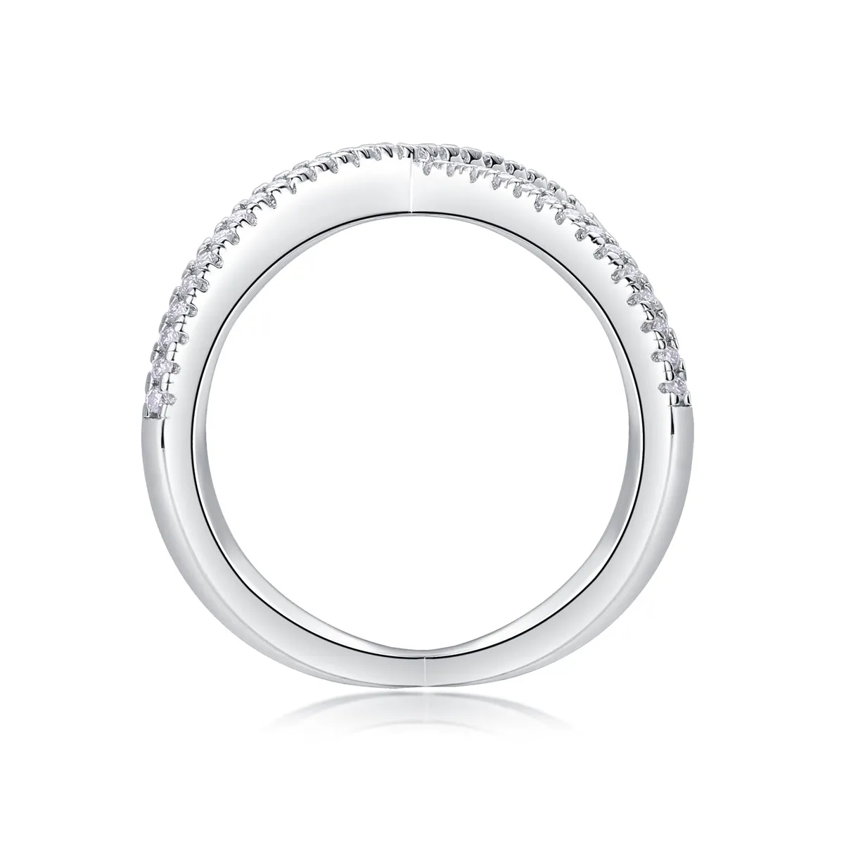X-shaped heart moissanite wedding ring set in S925 silver with platinum plating gold colour