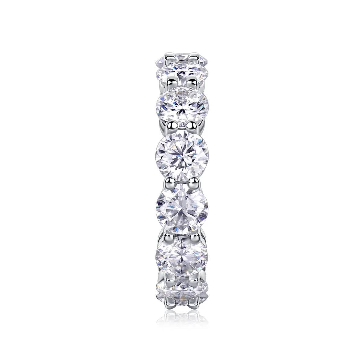 Star-studded moissanite wedding ring in S925 silver platinum-plated, gold colour, size 7, with diamond testability