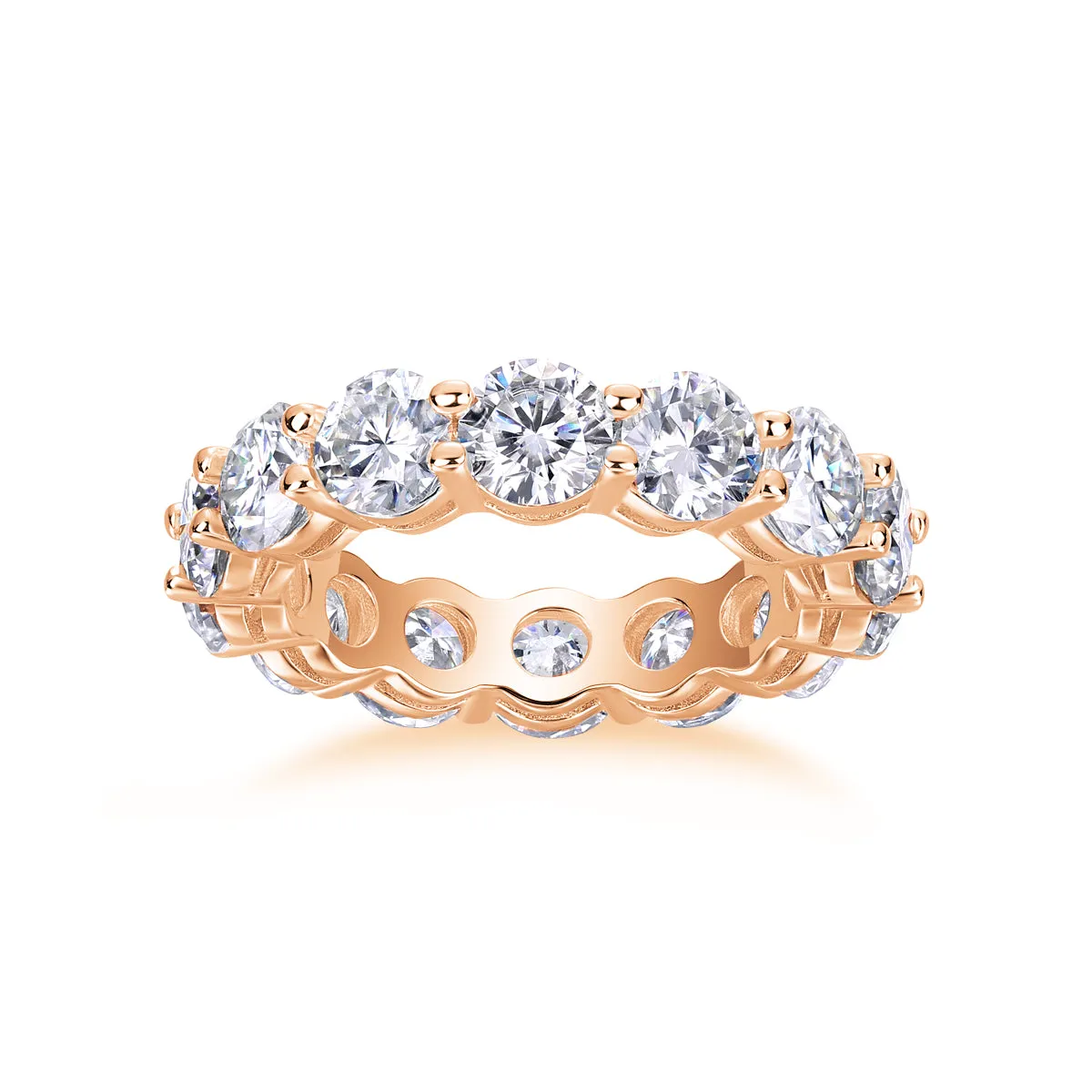 Star-studded moissanite wedding ring in S925 silver platinum-plated, gold colour, size 7, with diamond testability