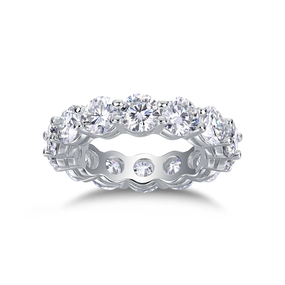 Star-studded moissanite wedding ring in S925 silver platinum-plated, gold colour, size 7, with diamond testability