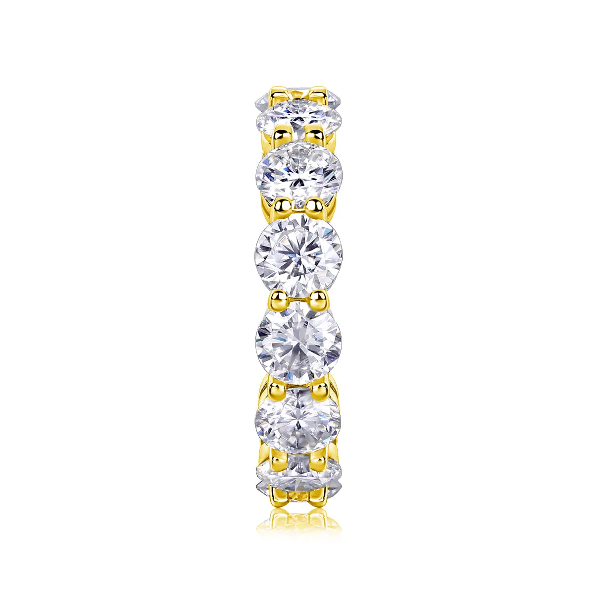Star-studded moissanite wedding ring in S925 silver platinum-plated, gold colour, size 7, with diamond testability
