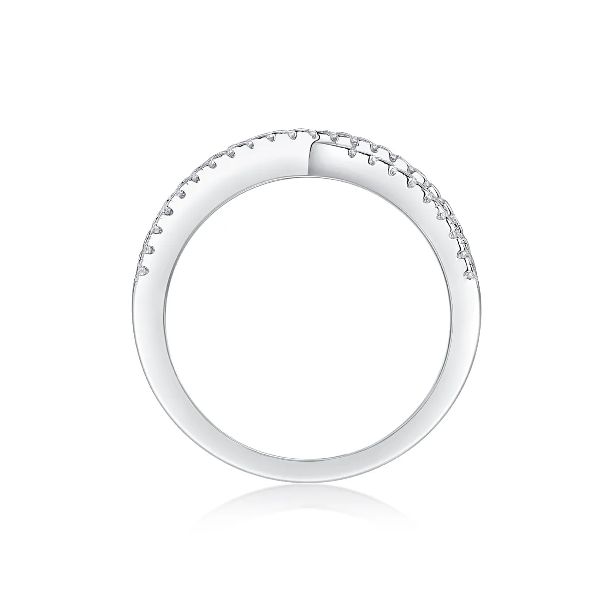 Love Interwoven moissanite wedding ring set in gold finish, S925 silver platinum plated, on white background with gift box.