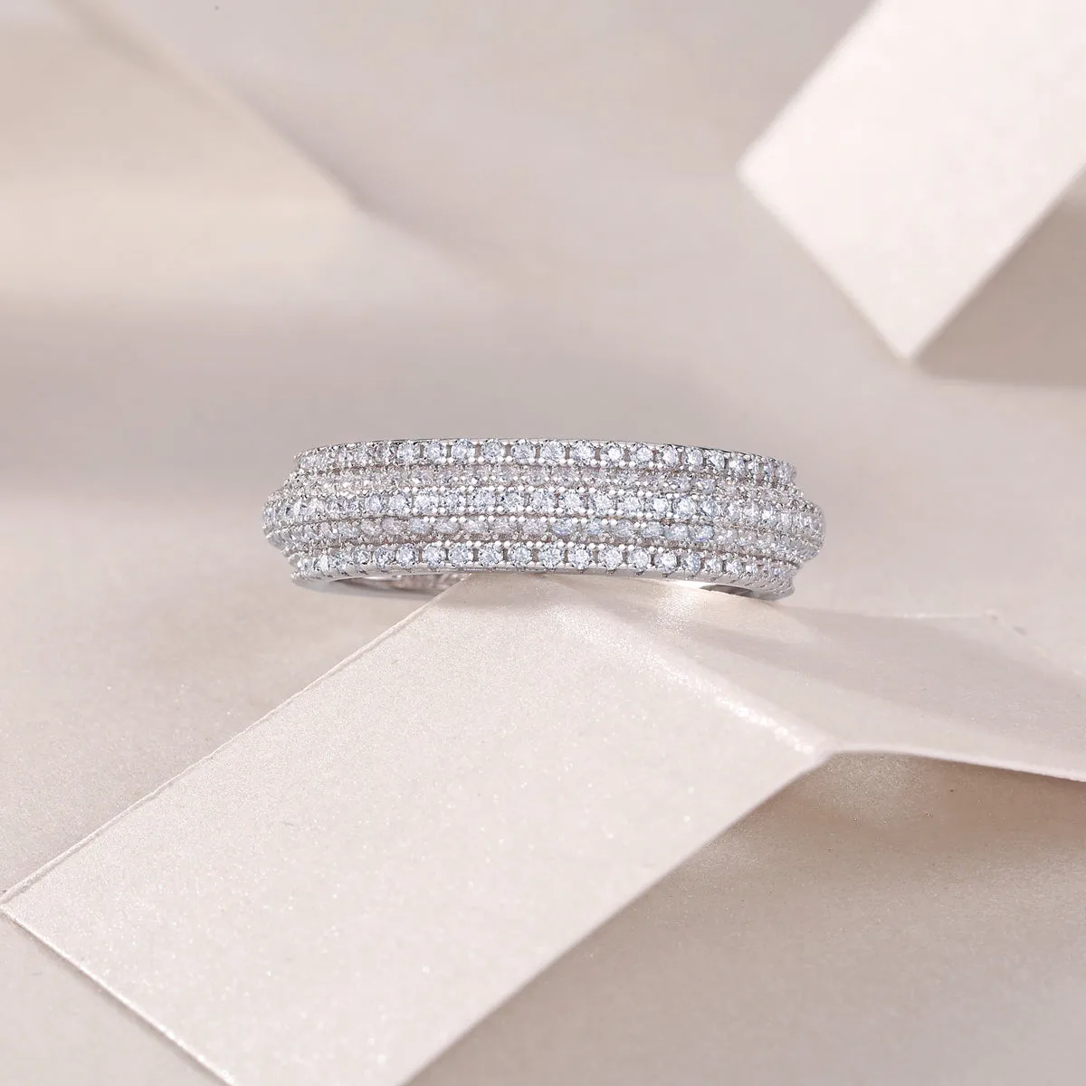 Moissanite wedding ring set in S925 silver with platinum plating, gift box, GRA certificate, sizes 5 to 9