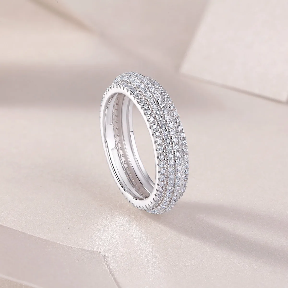 Moissanite wedding ring set in S925 silver with platinum plating, gift box, GRA certificate, sizes 5 to 9