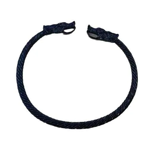 Retro Nordic faucet zodiac cow men's open bracelet in black zinc alloy electroplated finish