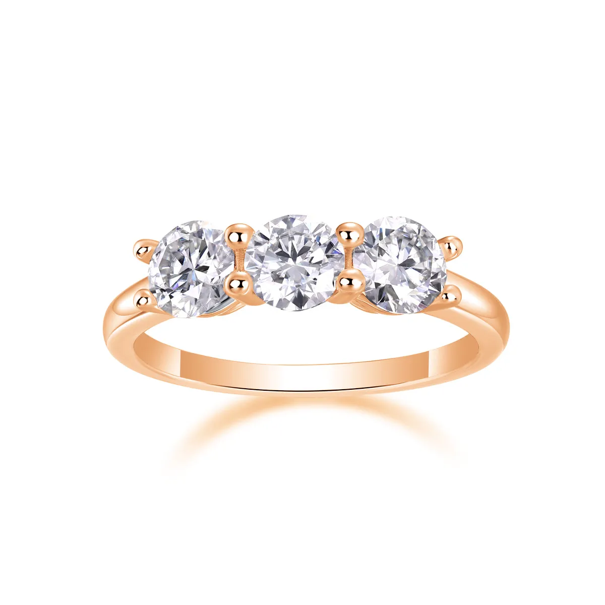 0.5 carat moissanite wedding ring set in S925 silver with platinum plating, gold colour, on white background